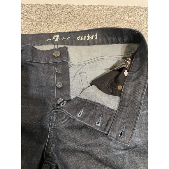 7 for All Mankind Standard Button Fly Men’s Size 33 Dark Wash Straight Leg - Picture 13 of 13